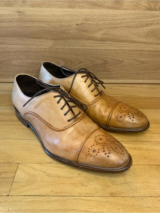 Calzoleria Toscana 2361 Tan Leather Cap-Toe Oxfords - Size 42